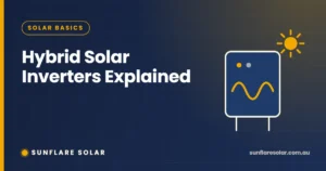Hybrid solar inverter explained banner with an inverter and power wave