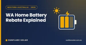 Western Australia home battery rebate banner showing a charged home battery